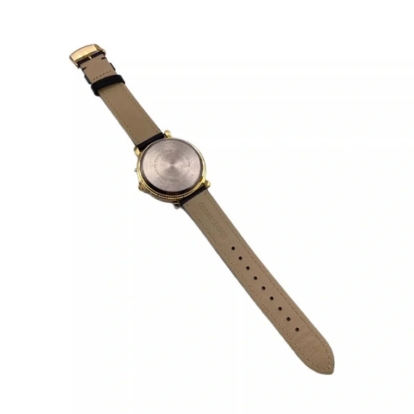 Vintage Christmas Watch Gold Tone Genuine Leather Band Holiday Elves New Battery - Picture 8 of 10